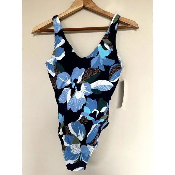 Athleta Blue Floral Tropical One Piece Swimsuit XS - Picture 10 of 14